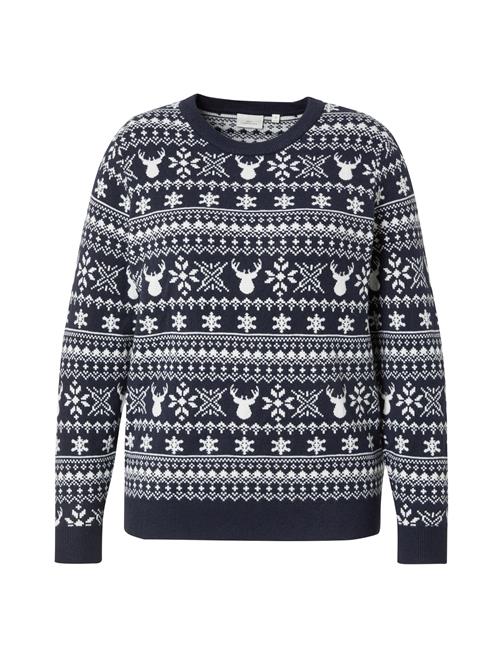 ONLY Carmakoma Pullover 'CARXMAS WINTER'  navy / hvid