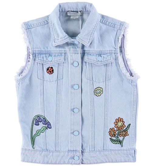 Stella McCartney Kids Denimvest - LyseblÃ¥ m. Broderi