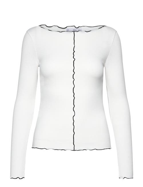 Mango Long-Sleeved T-Shirt With Decorative Seams Mango White