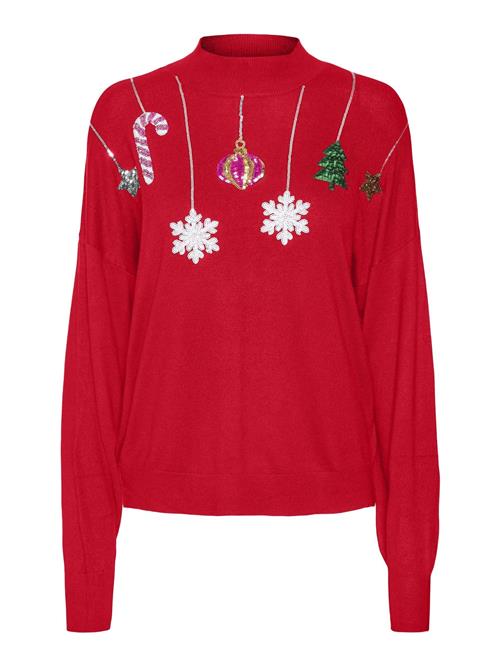 VERO MODA Pullover 'NEW QUEEN GUARD '  blandingsfarvet / rød