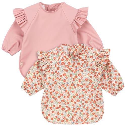 Konges Sløjd 2-Pack Hagesmæk Med Ærmer Kaluka Bridal Rose | Rød | 18-36 months