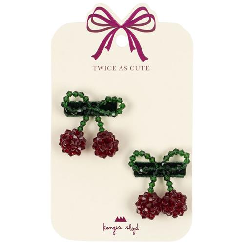 Konges Sløjd 2-Pack Cherry Hårklemmer Red Glitter | Rød | 0