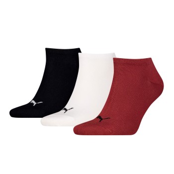 Puma Strømper 3P Sneaker Socks Sort/Vinrød Strl 35/39