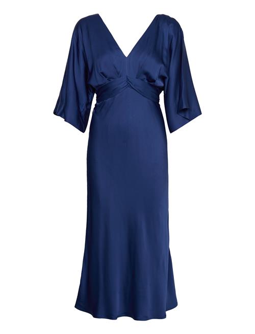 Malina Juno V-Neck Satin Midi Dress Malina Blue