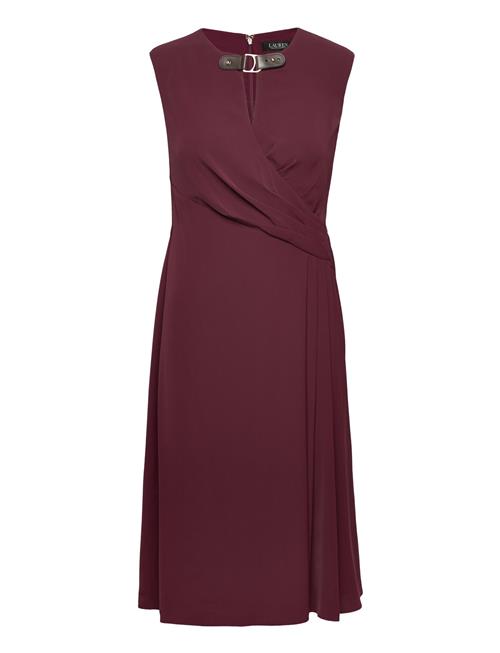 Buckle-Trim Georgette Cap-Sleeve Dress Lauren Ralph Lauren Burgundy