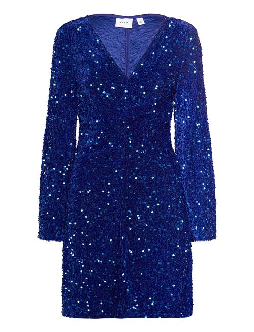 Vibarina Wide Sleeve Glitter Dress Vila Blue