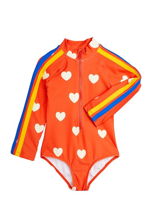 Mini Rodini Hearts Aop Ls Uv Swimsuit Mini Rodini Red