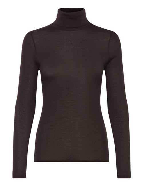 Malina Quinn Thin Turtleneck Wool Top Malina Brown