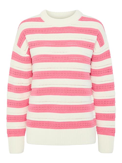 Se PIECES Pullover 'FANNI'  pink / hvid ved About You