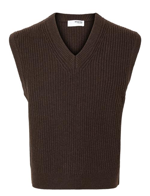 Selected Homme Slhland Sl Knit Relaxed Waistcoat Selected Homme Brown