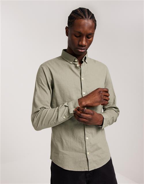 Casual Friday CFAnton 0053 BD LS linen mix shirt Gröna skjortor Grøn