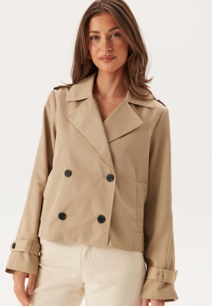 VILA Viaddison L/S SHORT TRENCHCOAT Savannah Tan 44