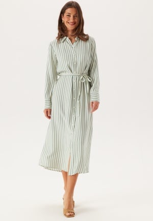 YAS Yaskaya Ls Long Shirt Dress Birch Stripes:iceberg Green 36