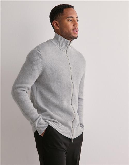 Selected Homme Slhdane Ls Knit Structure Full Zip Trøjer med lynlås Grå