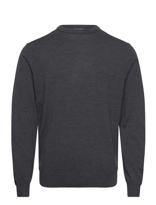 Lindbergh Black 100  Merino Crew Neck Knit Lindbergh Black Grey