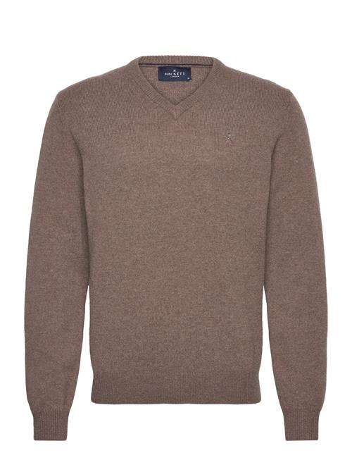 Hackett London Lambswool V Neck Hackett London Brown