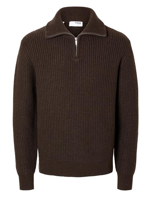 Selected Homme Slhland Ls Knit Half Zip Selected Homme Brown