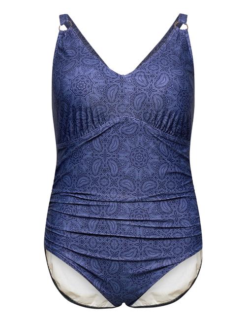 Womens Shaping Printed V Neck 1 Piece Speedo Blue