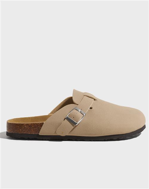 Nelly - Beige - Suede Clog Slipper