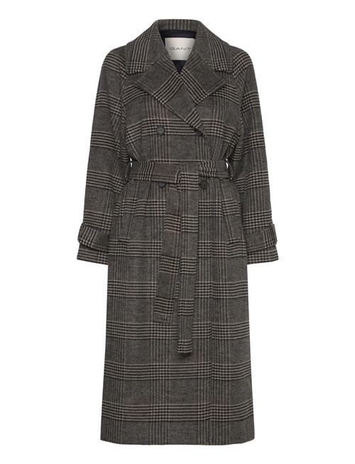 GANT Large Checked Wool Trench Coat GANT Brown