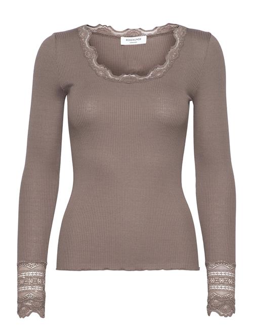 Rosemunde Silk T-Shirt W/ Lace Rosemunde Grey