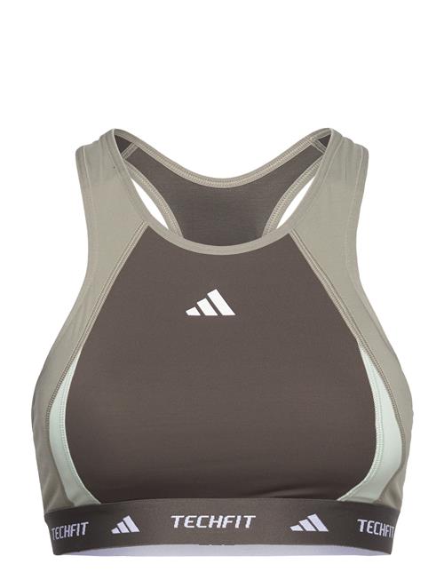 Techfit Medium Support High Neck Colorblock Bra Adidas Performance Khaki