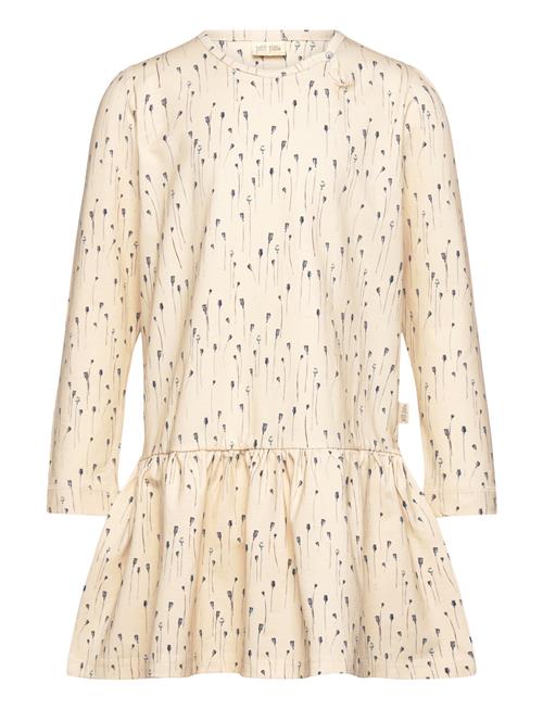 Dress L/S Gather Printed Petit Piao Beige