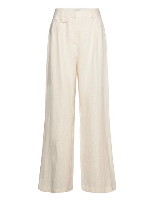 Mya Double Pleat Wide Linen Pants Malina Cream