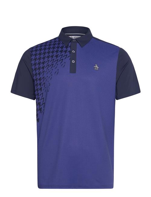 Original Penguin Golf Asymmetrical Pete Gingham Colour Block Polo Original Penguin Golf Blue