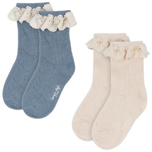 Konges Sløjd 2-Pack Pointelle-strømper Blue Mix | Blå | 29-32 EU