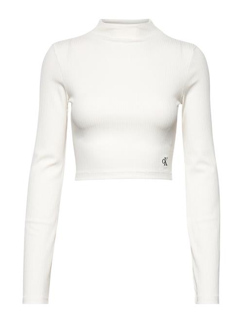 Calvin Klein Jeans Shiny Rib High Neck Long Sleeve Calvin Klein Jeans White