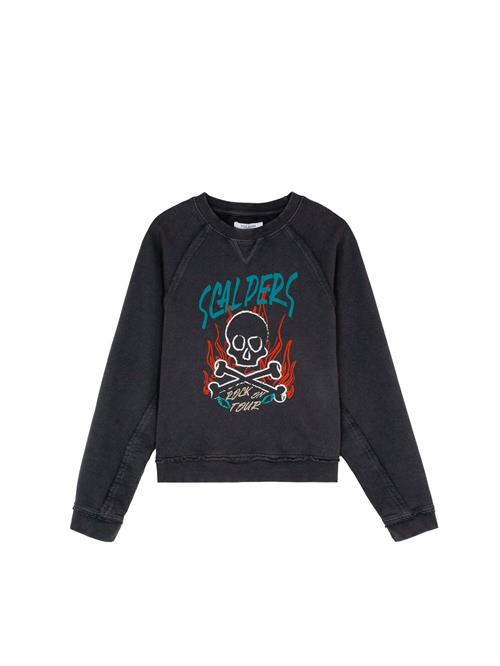 Se Scalpers Sweatshirt 'Flame Skull'  antracit / petroleum / blodrød ved About You