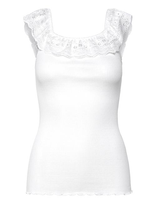 Silk Off Shoulder Top W/ Lace Rosemunde White