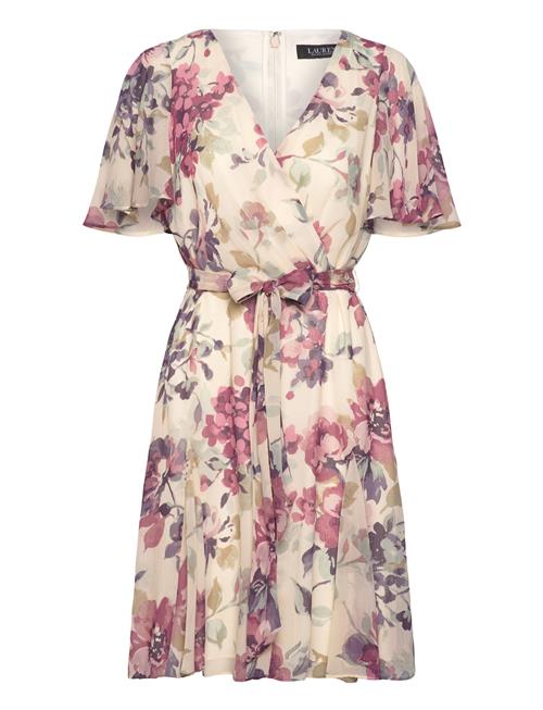 Lauren Ralph Lauren Floral Crinkle Georgette Surplice Dress Lauren Ralph Lauren Cream