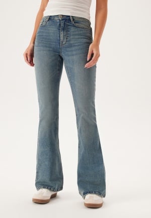 BUBBLEROOM High Flare Superstretch Jeans Blå sliten (Blue worn) 48