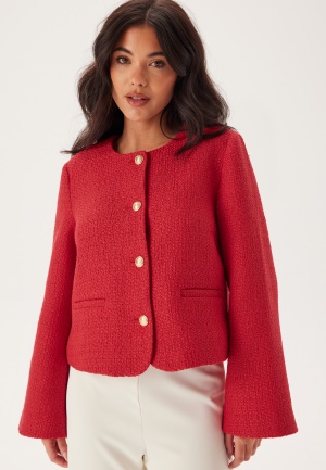 Chiara Forthi Wide Sleeve Bouclé Jacket Red S