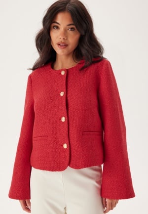 Chiara Forthi Wide Sleeve Bouclé Jacket Red XL