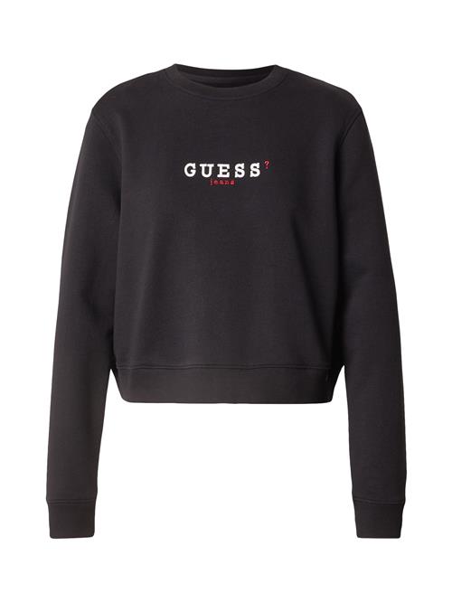 Se GUESS JEANS Sweatshirt  rød / sort / hvid ved About You