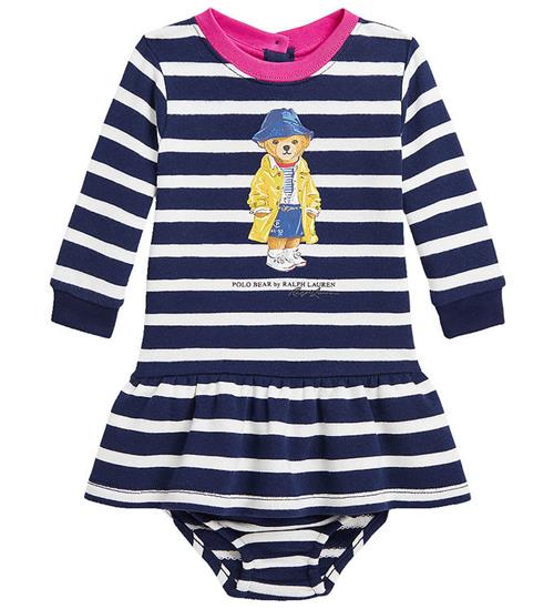 Polo Ralph Lauren Kjole m. Bloomers - Navy/Hvid/Pink m. Bamse