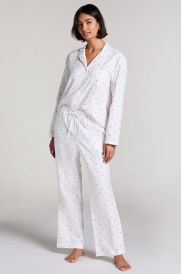 Hunkemöller Regular pyjamasbukser Jacquard Hearts hvid