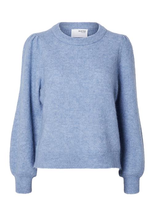 Selected Femme Slflulu Ls Knit Rib O-Neck Noos Selected Femme Blue