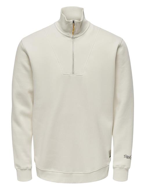 ONLY & SONS Onsriley Reg 1/4 Zip High Neck Swt Vd ONLY & SONS White