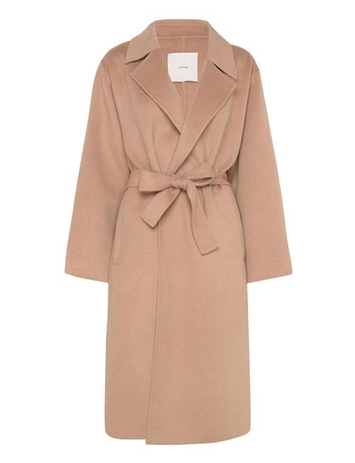 Calvin Klein Ls Df Wool Long Wrap Coat Calvin Klein Beige