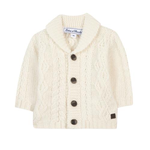 Tartine et Chocolat Cardigan i uldstrik, cremefarvet |  | 9 months