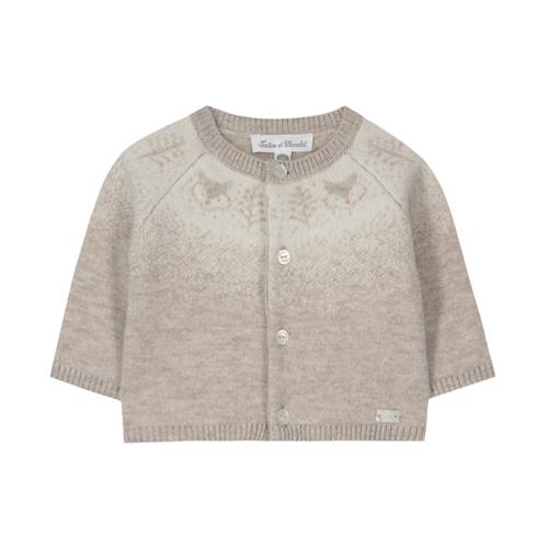 Tartine et Chocolat Uld-kashmir-strikvest Heather Sand | Beige | 3 months