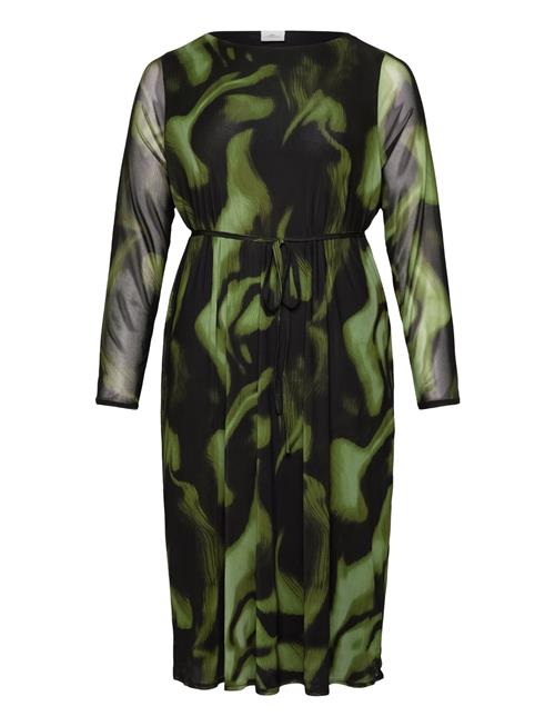 ONLY Carmakoma Carforest Life Ls Boatneck Blk Dress Jrs ONLY Carmakoma Green