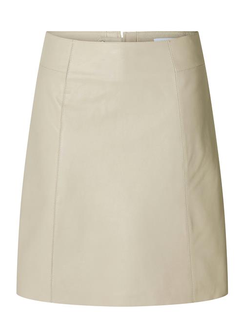 Slfnew Ibi Mw Leather Skirt B Noos Selected Cream
