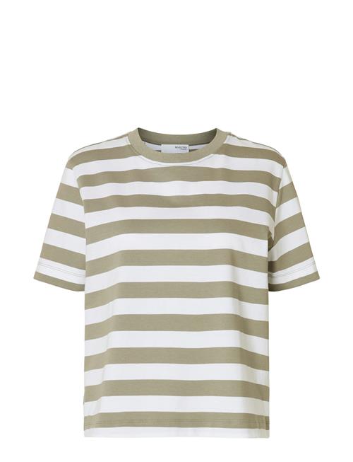 Selected Femme Slfessential Ss Striped Boxy Tee Noos Selected Femme Khaki