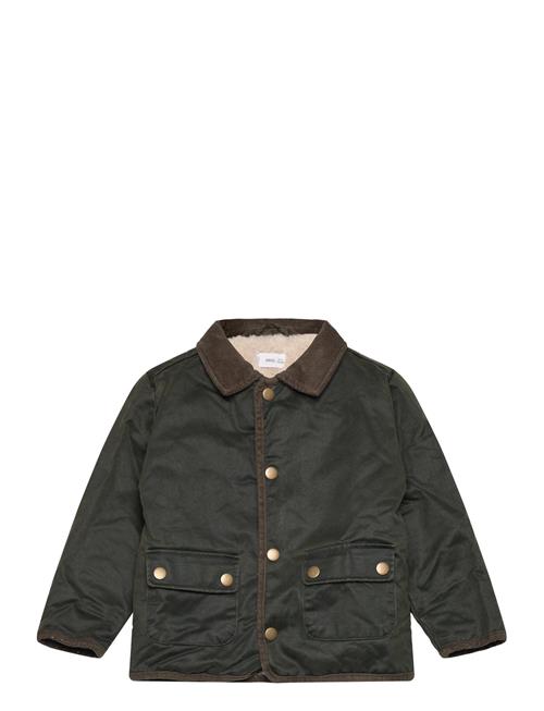 Mango Waxed-Effect Parka With Sheepskin Interior Mango Green