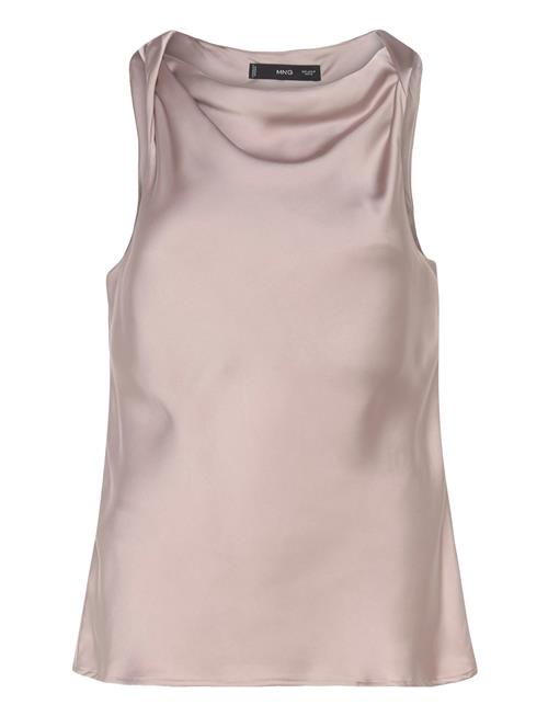 Mango Draped Neck Satin Top Mango Pink